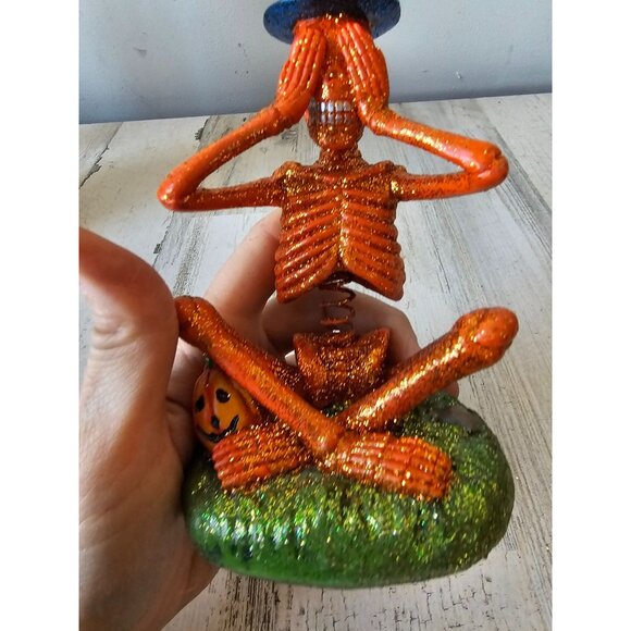 Inter-american glitter skeleton bobble Halloween decor unique pumpkin sparkle se - Picture 5 of 7